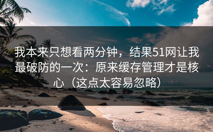 我本来只想看两分钟,结果51网让我最破防的一次:原来缓存管理才是核心(这点太容易忽略) 我本来只想看两分钟,结果51网让我最破防的一次:原来缓存管理才是核心(这点太容易忽略)