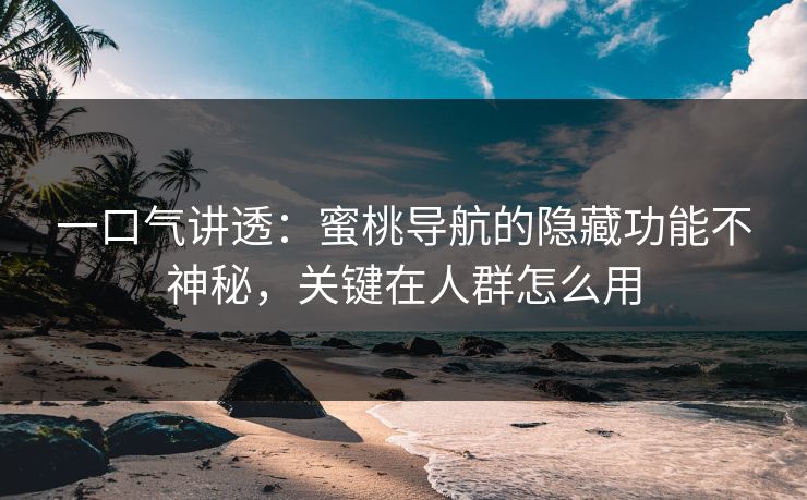 一口气讲透:蜜桃导航的隐藏功能不神秘,关键在人群怎么用 一口气讲透:蜜桃导航的隐藏功能不神秘,关键在人群怎么用