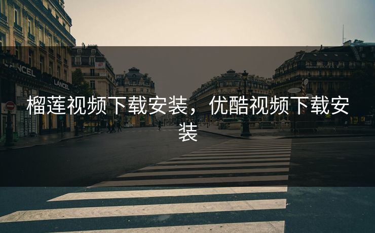 榴莲视频下载安装，优酷视频下载安装