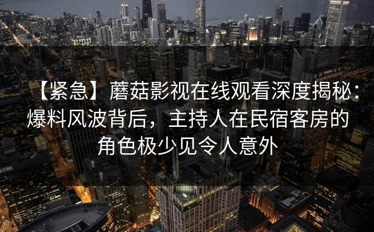【紧急】蘑菇影视在线观看深度揭秘：爆料风波背后，主持人在民宿客房的角色极少见令人意外