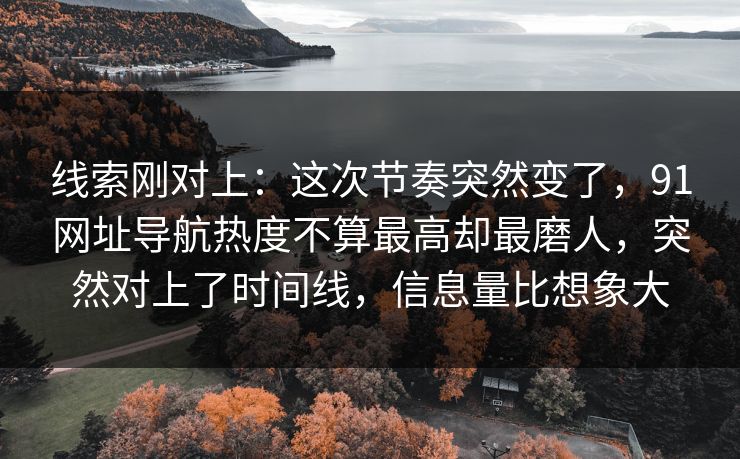 线索刚对上：这次节奏突然变了，91网址导航热度不算最高却最磨人，突然对上了时间线，信息量比想象大